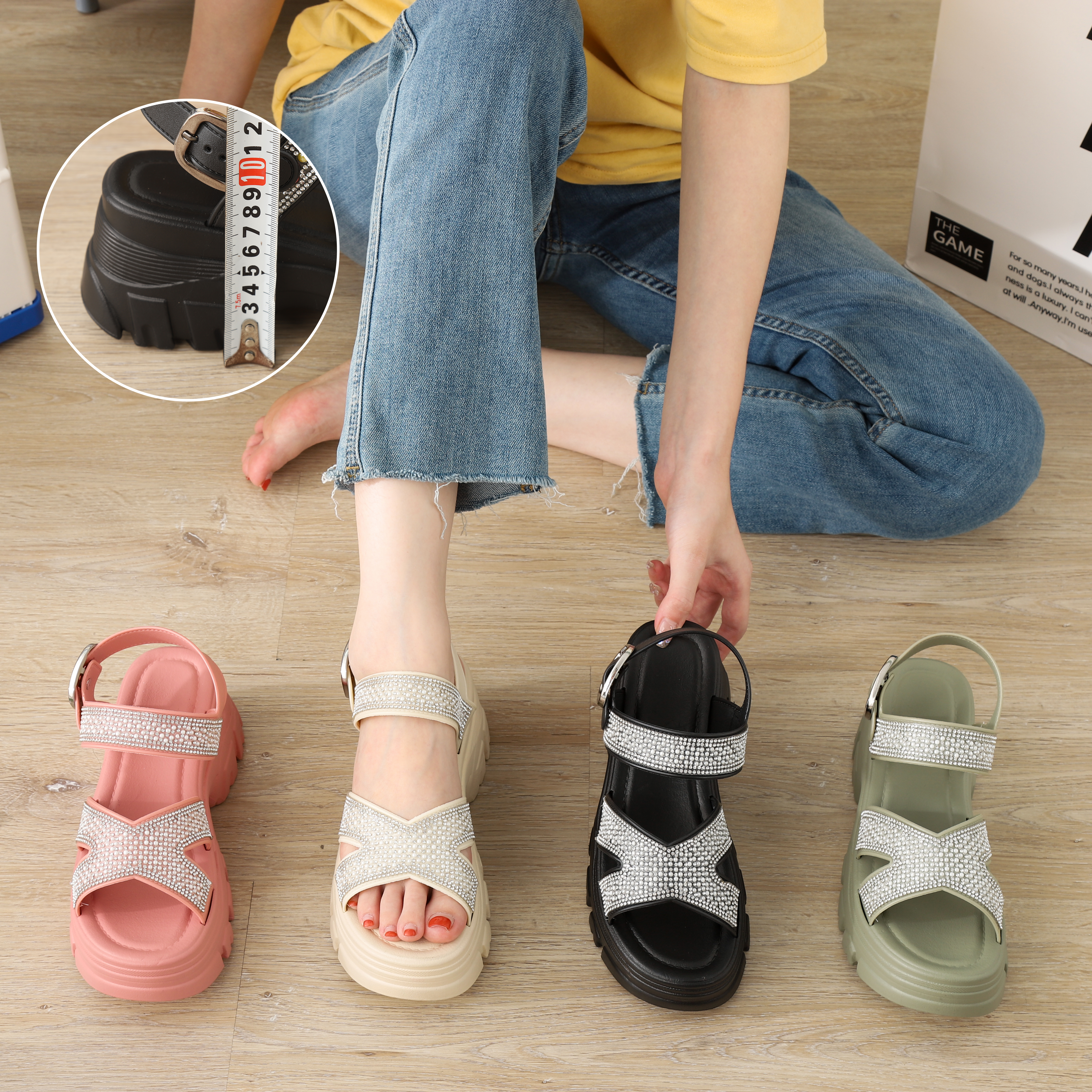 Customized Luxury Womens Strappy Wedge Sandals Fashion Women's Casual Outdoor Sandals