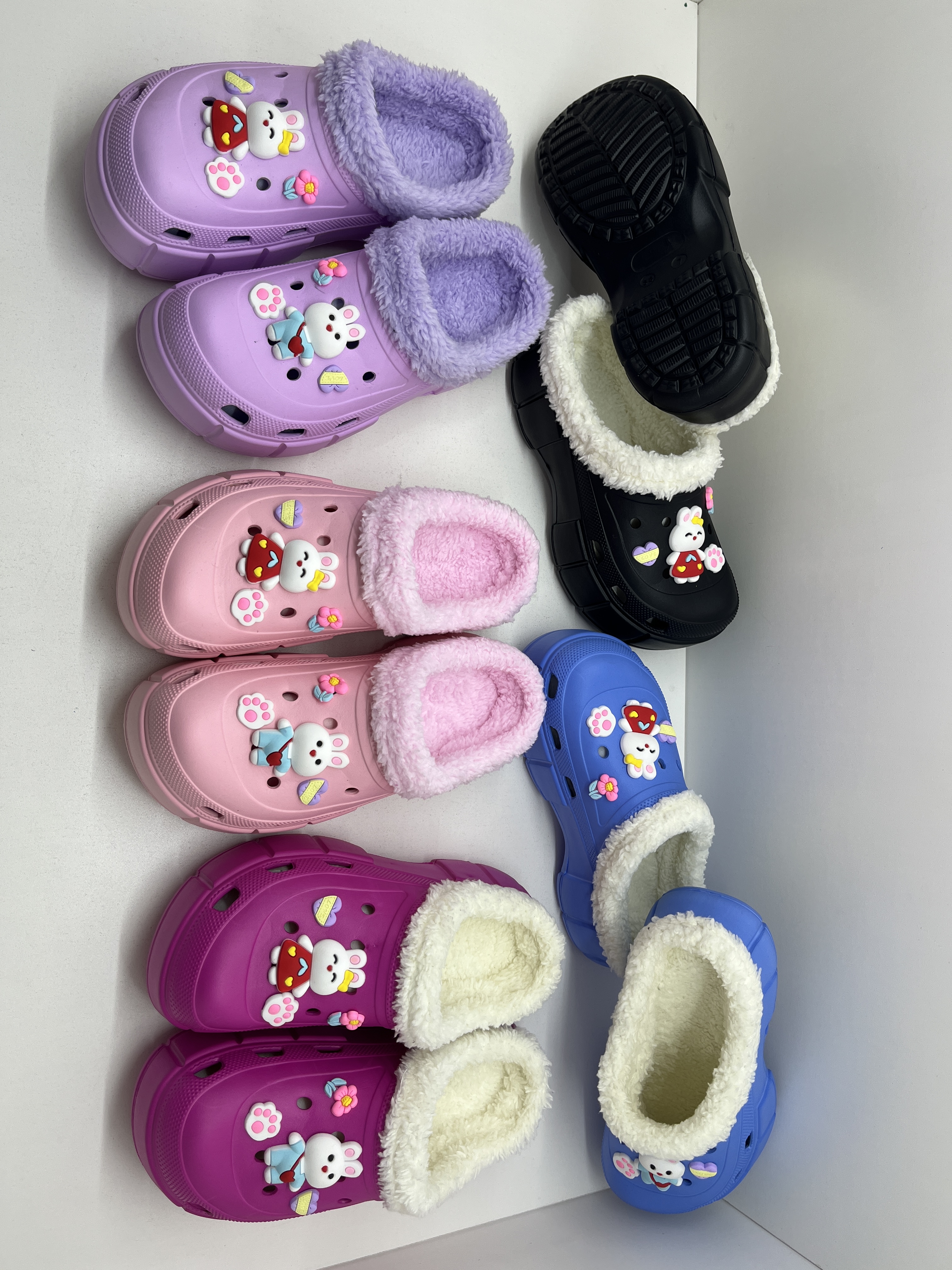 Classic Winter Clogs Outdoor PVC Garden Mule Clogs For Women with Fur