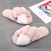 Winter Home Slippers Shoes Ladies Cross Soft Plush Furry Female Open Toe Slides Women Warm Slippers