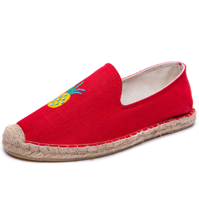 Popular Design Espadrilles Canvas Footwear Red Women Shoes Flats Casual Shoes