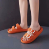 Anti-slip Women Men Sandals Summer Soft Thick Sole Pure Color Outdoor EVA Slippers