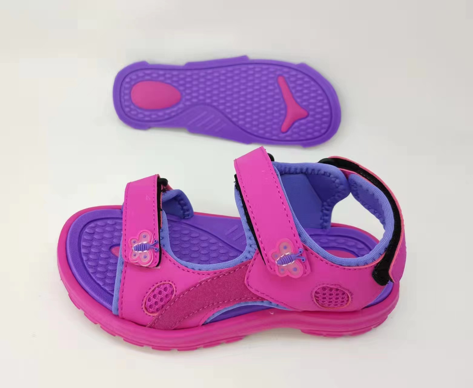 Baby Girls Pink Sandals Kids Sport Sandals Summer EVA Soft Beach Sandals with Butterfly Decoration
