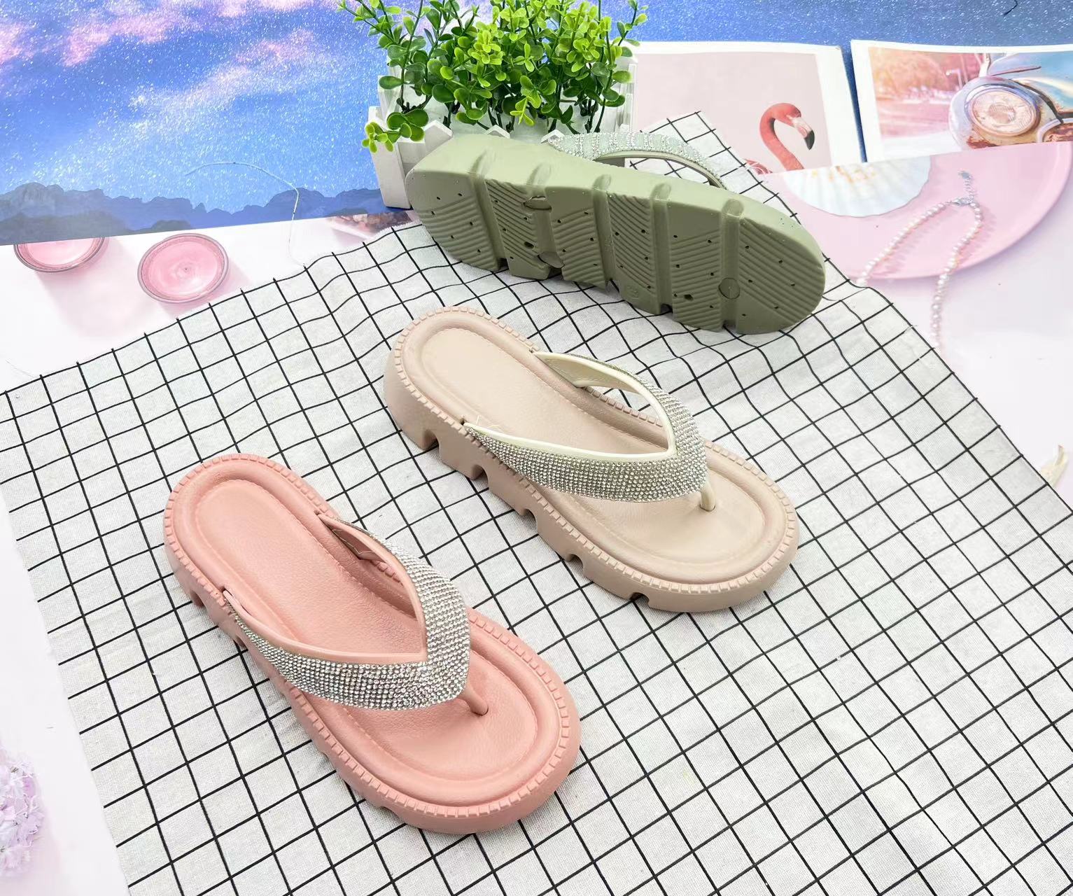 Summer Star Flip-flops Slippers Flat Outdoor Casual Slides Shoes Ladies Pvc Flip Flop