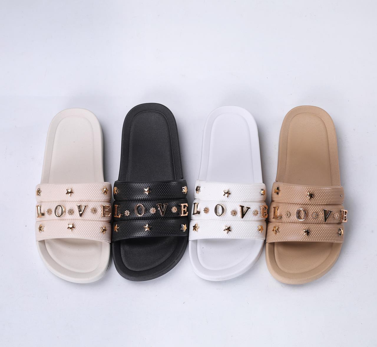  OEM Ladies Fashion Casual PVC Flat Slippers for Women