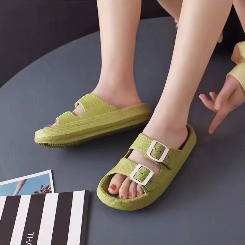 Anti-slip Women Men Sandals Summer Soft Thick Sole Pure Color Outdoor EVA Slippers