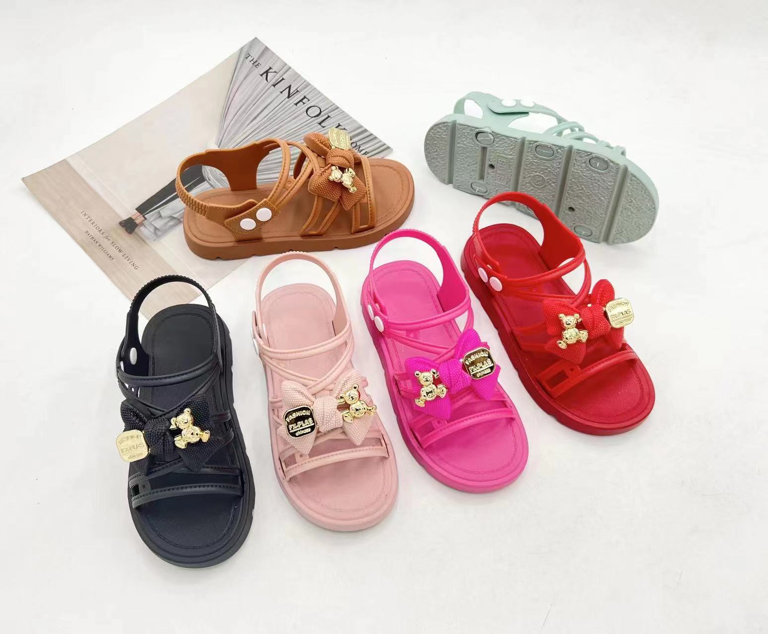 Summer Little Girls Sandals Flower Simple Cute Pink Green Children Sandals Toddler Baby Soft Casual School Girl Shoes