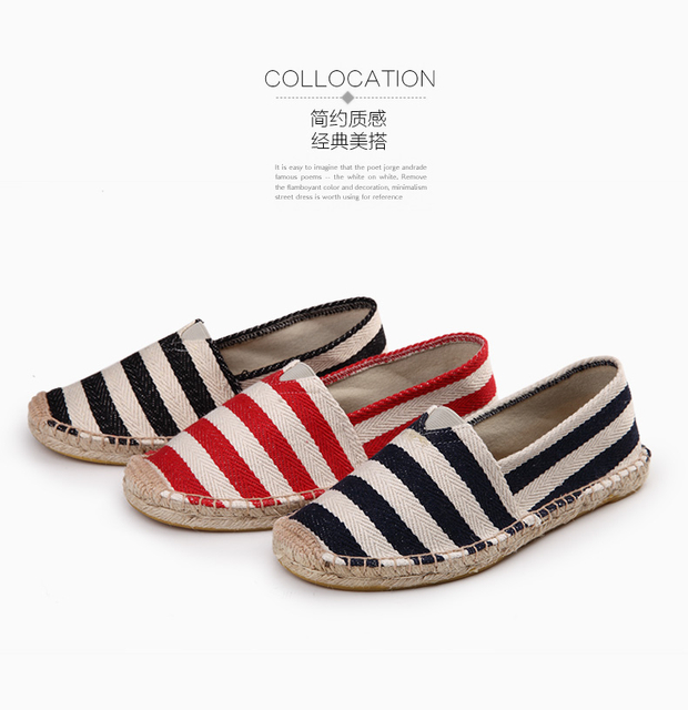 Linen Female Casual Shoes Loafers Womens Flats Weaving Fisherman Shoes Women Handmade Flat Espadrilles Footwear