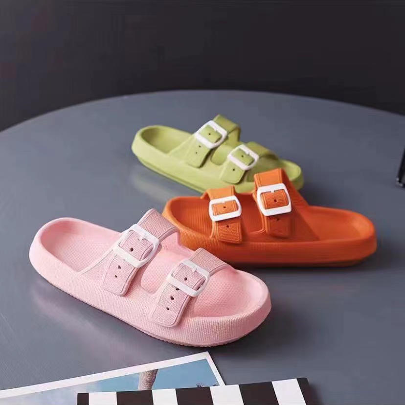 Anti-slip Women Men Sandals Summer Soft Thick Sole Pure Color Outdoor EVA Slippers