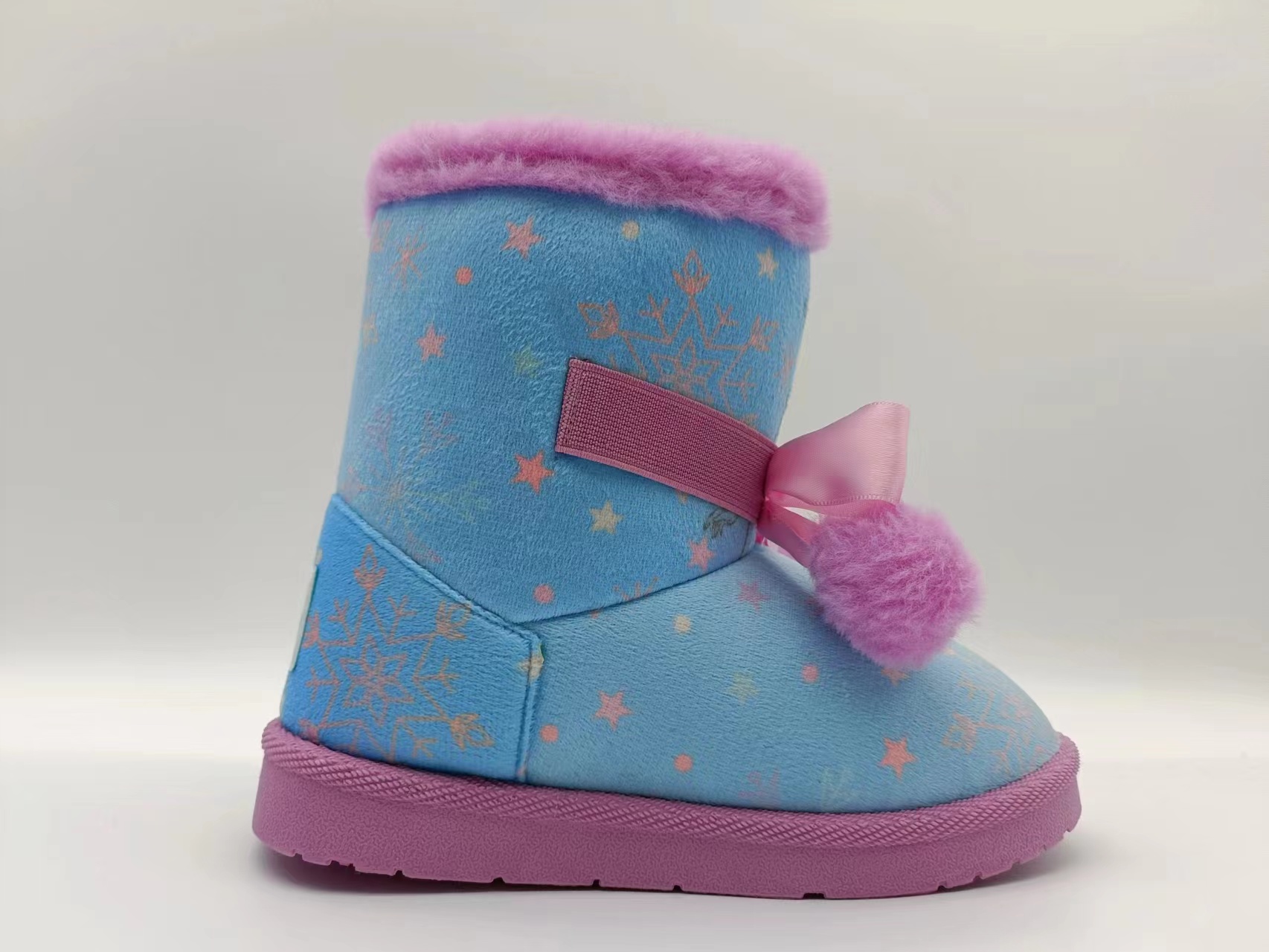 Winter Blue Thickened Kids Cotton Shoes Cartoon Frozen Girl Outdoor Snow Boots