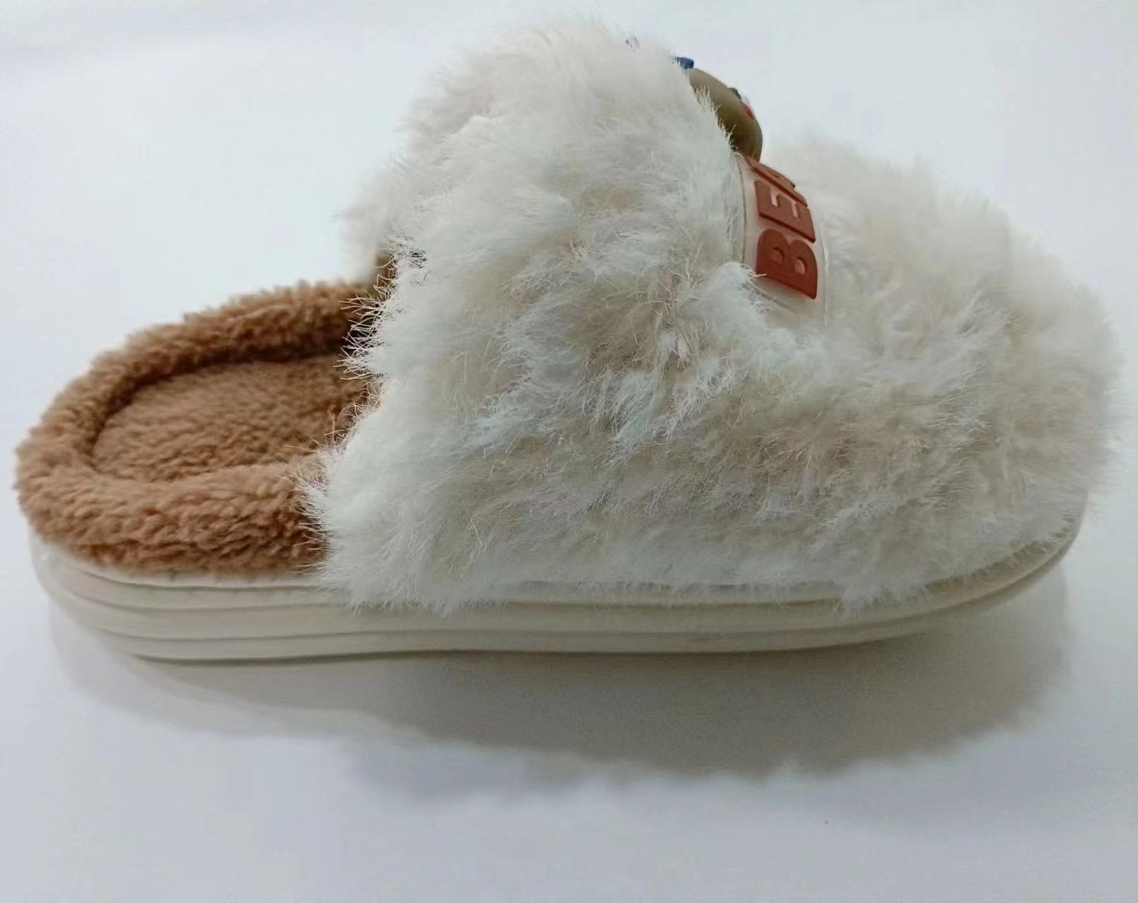 Winter Warm Soft Cute Bear Fluffy Indoor Home Slippers For Women