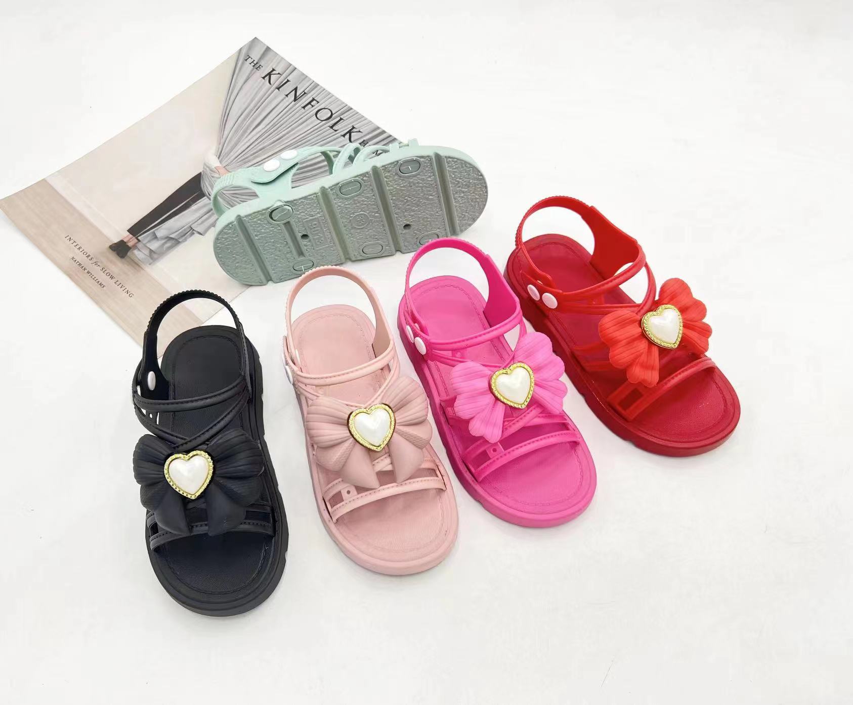 Summer Little Girls Sandals Flower Simple Cute Pink Green Children Sandals Toddler Baby Soft Casual School Girl Shoes