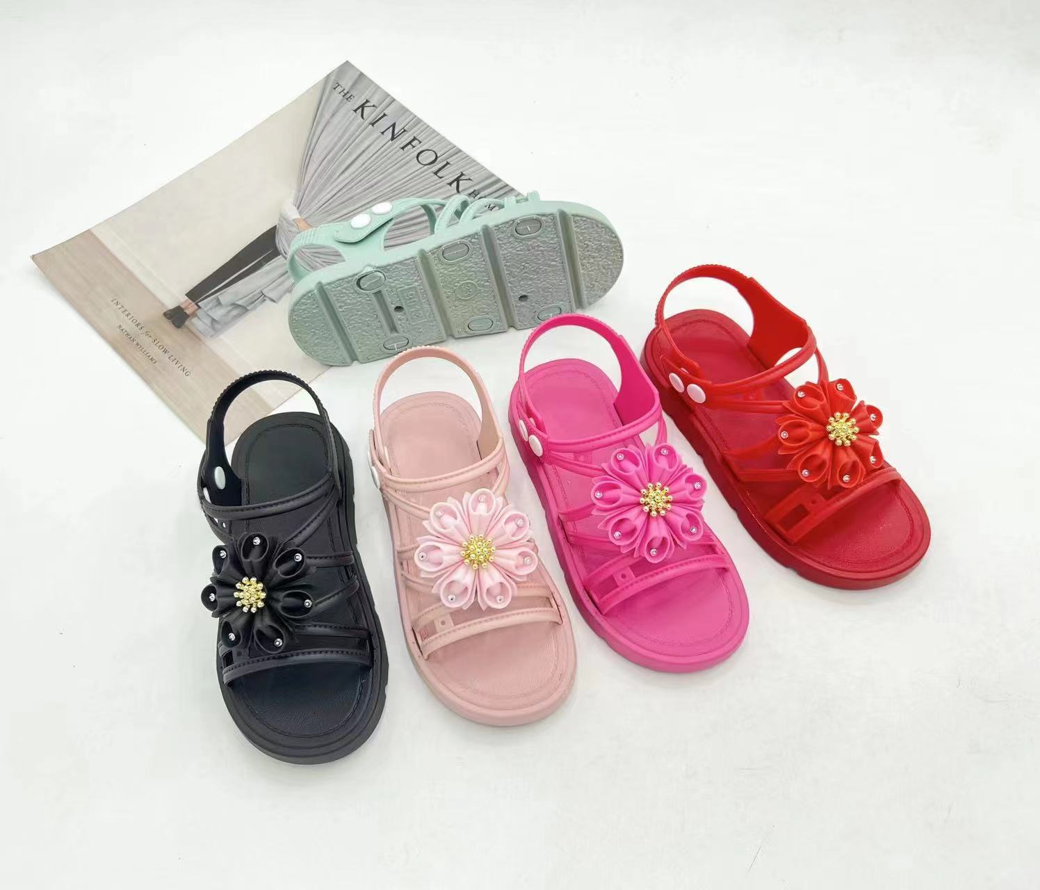 New arrival stylish kid girl summer sandals cute flower baby girl sandals