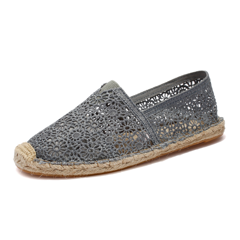 OEM&ODM Summer Espadrilles Lace Hollow Fisherman Shoes Female Flat Bottom Lazy Casual Women's Shoes