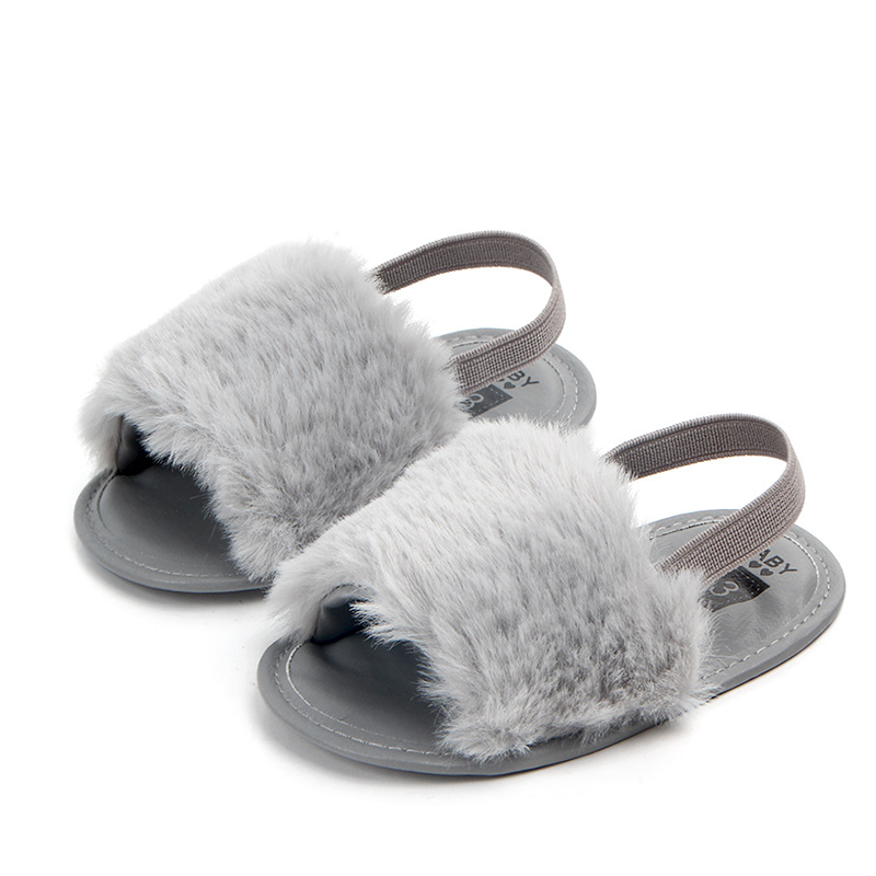 Customized Imitation Rabbit Hair Surface Children Sandals Super Soft Girl Sandals