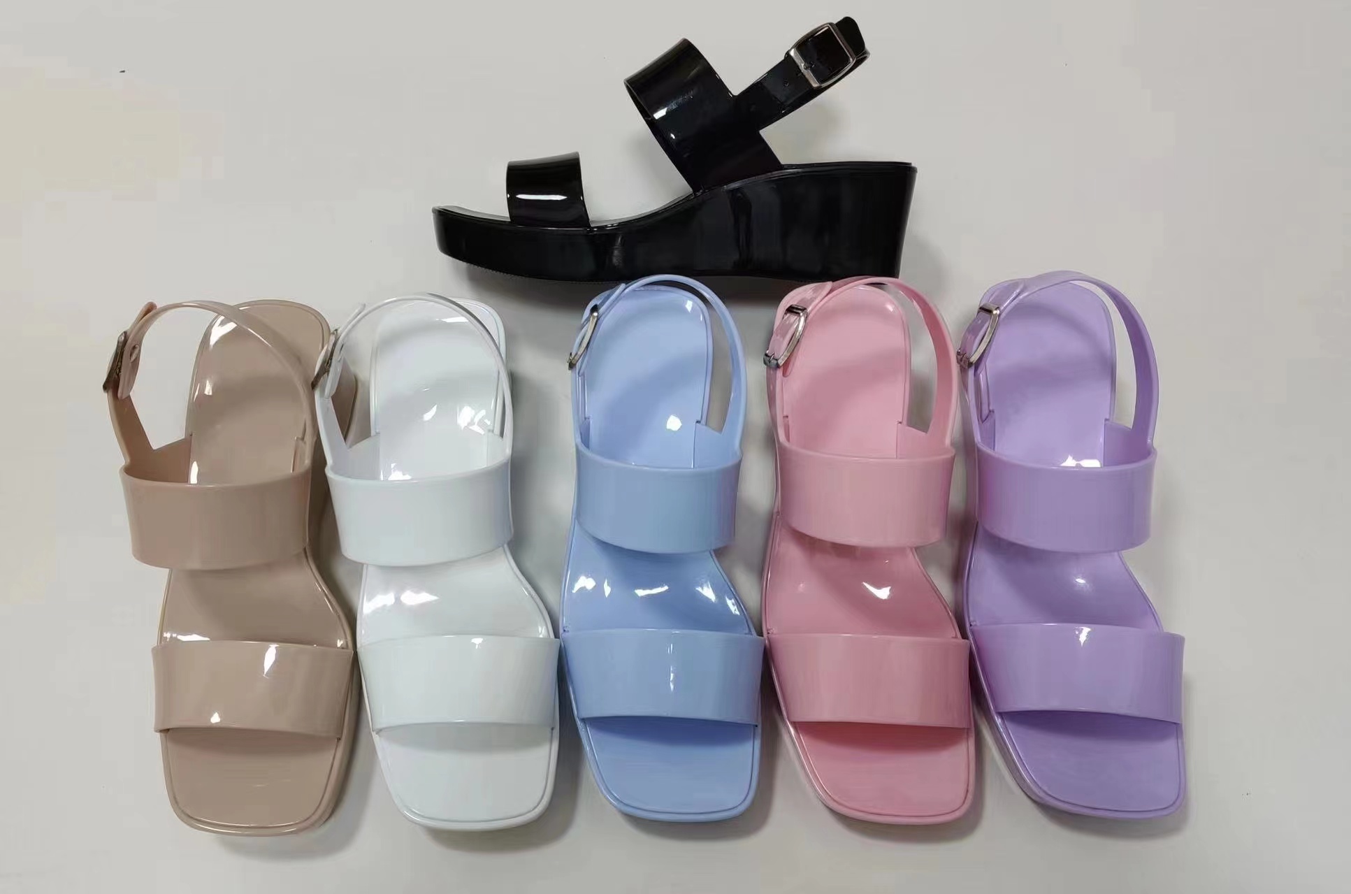 Summer Fashion Solid Color High-Heeled Sandals Casual Beach Woman Jelly Slipper