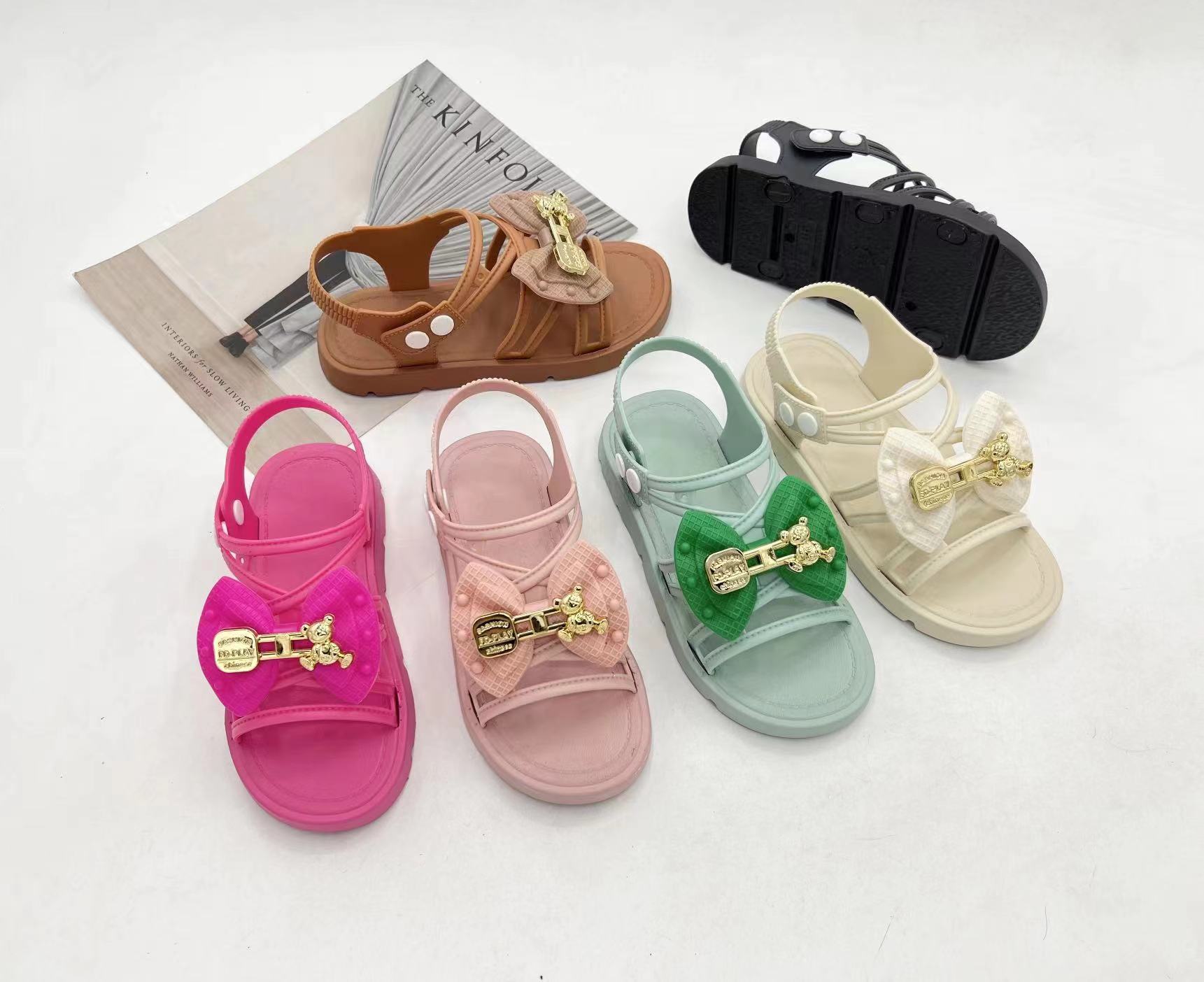 Summer Little Girls Sandals Flower Simple Cute Pink Green Children Sandals Toddler Baby Soft Casual School Girl Shoes
