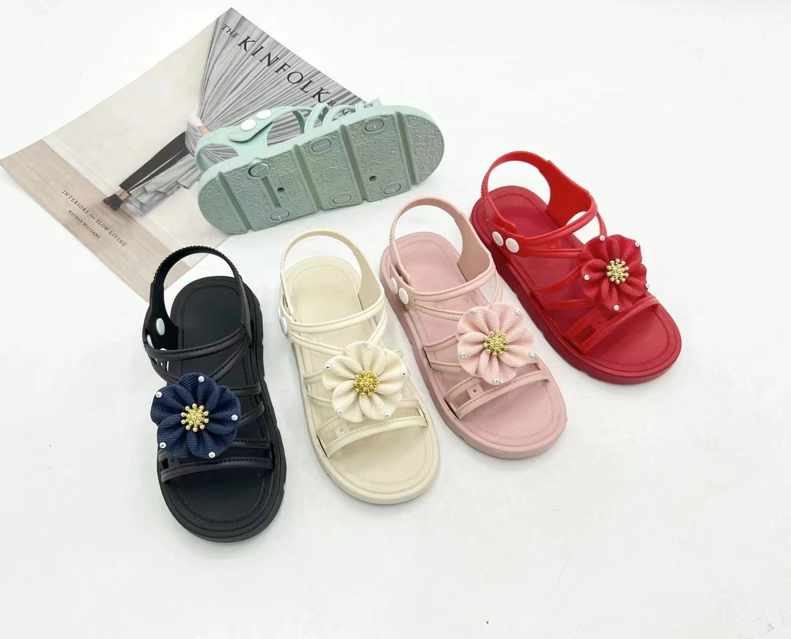 New arrival stylish kid girl summer sandals cute flower baby girl sandals